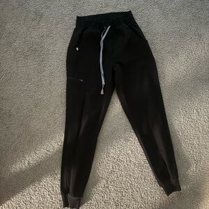 Figs Charcoal Jogger Pants with Silver Drawstring